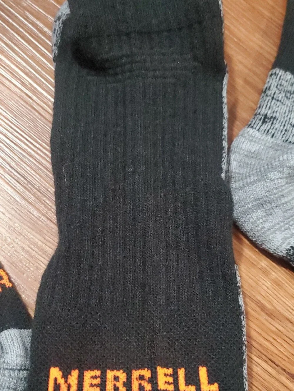 Merrell Wool Black and Gray Work/Hiking Socks with Orange Logo - 2 Pair